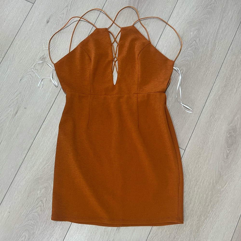 Burnt orange mini dress
